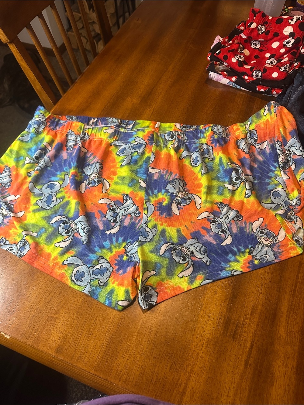 Tie-Dye Cartoon Print Women’s Lounge Shorts - Multicolor